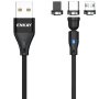ENKAY 3 az 1-ben töltő- és adatkábel cserélhető mágneses csatlakozókkal - USB-A - USB-C / Lightning / micro USB - 1 m - fekete