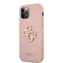 Guess Saffiano Big 4G Metal Logo tok - iPhone 12 Pro Max - rózsaszín