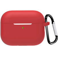Védő szilikon tok karabinerrel AirPods Pro 3-hoz - piros