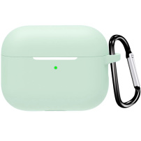 Védő szilikon tok karabinerrel AirPods Pro 3-hoz - pasztell zöld