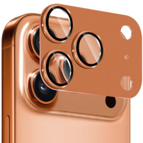 NORTHJO edzett üveg fém kerettel a fényképezőgép lencséinek védelmére iPhone 17 Pro Max-hoz - narancssárga