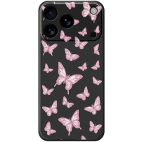Pillangó mintás védőtok iPhone 17 Pro készülékhez - fekete
