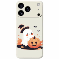 Szellem és tök mintás védőtok iPhone 17 Pro-hoz - bézs