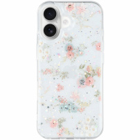 Csillogó, átlátszó tok iPhone 17-hez - virágok