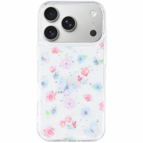 Csillogó, átlátszó tok iPhone 17 Pro-hoz - pillangók