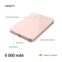 FIXED MagZen 5 Crystal Qi2 vezeték nélküli MagSafe powerbank USB-C porttal - 5 000 mAh - rózsaszín