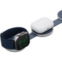 ENERGEA AluMag Trio Qi2 3 az 1-ben összecsukható vezeték nélküli MagSafe töltő iPhone / Apple Watch / AirPods készülékekhez - 15W - sötétkék