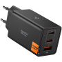 Spigen Essential gyorstöltő adapter 2x USB-C / USB-A porttal - 67W - fekete