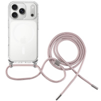 FIXED MagPure Neck átlátszó tok zsinórral és MagSafe funkcióval iPhone 17 Pro készülékhez - rózsaszín