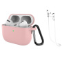 Szilikon tok karabinerrel és zsinórral az elvesztés ellen AirPods Pro 3 - rózsaszín