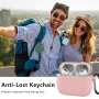 Szilikon tok karabinerrel és zsinórral az elvesztés ellen AirPods Pro 3 -hoz - bézs