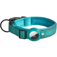 Nyakörv stílusú nylon tok AirTag 1 / 2 készülékhez - XL - türkizkék