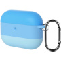 Szilikon tok csíkokkal és karabinerrel AirPods Pro 3-hoz - kék