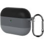 Szilikon tok csíkokkal és karabinerrel AirPods Pro 3-hoz - szürke