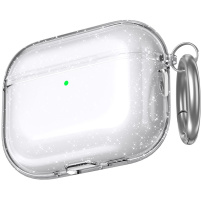 AhaStyle átlátszó csillogó tok karabinerrel AirPods Pro 3-hoz - ezüst