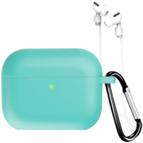 Szilikon tok karabinerrel és zsinórral az elvesztés ellen AirPods Pro 3 - türkiz