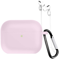 Szilikon tok karabinerrel és zsinórral az elvesztés ellen AirPods Pro 3 - rózsaszín