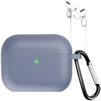 Szilikon tok karabinerrel és zsinórral az elvesztés ellen AirPods Pro 3 -hoz - kék-szürke