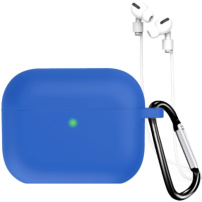 Szilikon tok karabinerrel és zsinórral az elvesztés ellen AirPods Pro 3-hoz - királykék
