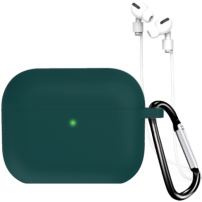 Szilikon tok karabinerrel és zsinórral az elvesztés ellen AirPods Pro 3-hoz - petrolkék
