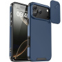 Matt tok csúszkás kameratakaróval iPhone 17 Pro Max - sötétkék