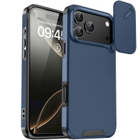 Matt tok csúszkás kameratakaróval iPhone 17 Pro Max - sötétkék