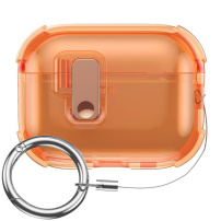 Átlátszó tok csattal és karabinerrel AirPods Pro 3-hoz - narancssárga