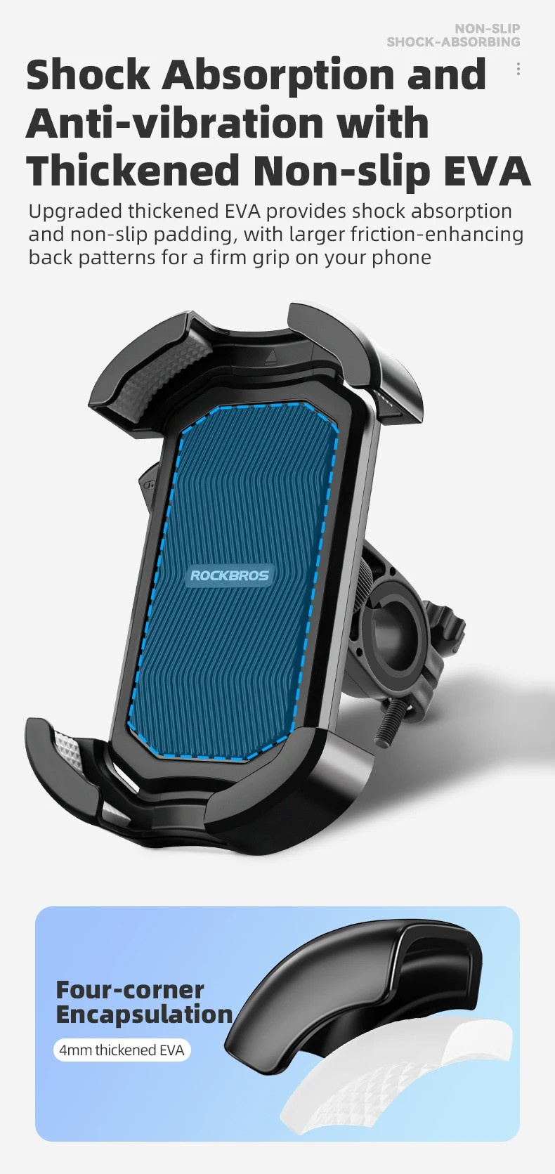ROCKBROS HW-128 tartó kerékpárhoz és motorhoz visszapillantó tükörhöz iPhone-hoz - fehér