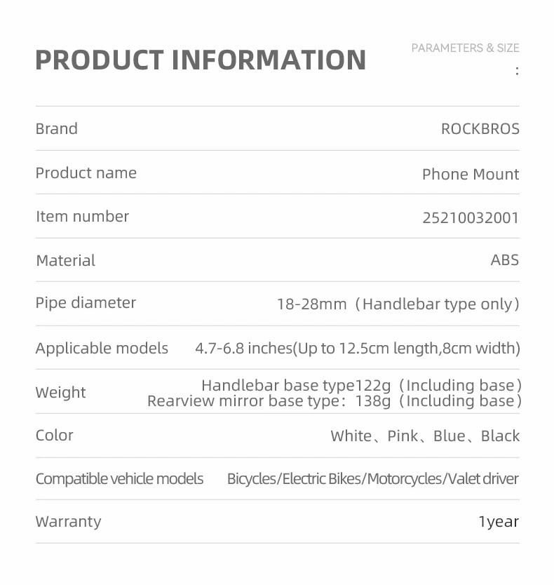 ROCKBROS HW-128 tartó kerékpárhoz és motorhoz kormányra iPhone-hoz - fehér