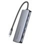 ESSAGER ES-HB01 6 az 1-ben hub - SSD / HDMI / 2x USB-C / 2x USB-A - USB-C - sötétszürke