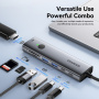 ESSAGER ES-HB03 7 az 1-ben hub - SD / TF kártya slot / HDMI / 2x USB-C / 2x USB-A - USB-C - sötétszürke
