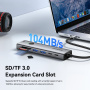ESSAGER ES-HB03 7 az 1-ben hub - SD / TF kártya slot / HDMI / 2x USB-C / 2x USB-A - USB-C - sötétszürke