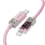 ESSAGER Crystal Clear fonott USB-C - Lightning kábel - 1 m - rózsaszín