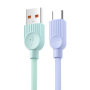 ESSAGER ES-X73 fonott töltő- és adatkábel - USB-A - USB-C - 25 cm - zöld-rózsaszín