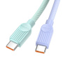 ESSAGER ES-X73 szövetbevonatú töltő- és adatkábel - USB-C - USB-C - 1 m - menta lila