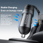 ESSAGER ES-CC20 Bluetooth FM transmitter autóba USB-C / USB-A portokkal és 3,5 mm jack kábellel - 35W - szürke
