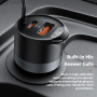 ESSAGER ES-CC20 Bluetooth FM transmitter autóba USB-C / USB-A portokkal és 3,5 mm jack kábellel - 35W - szürke
