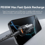 ESSAGER ES-CC20 Bluetooth FM transmitter autóba USB-C / USB-A portokkal és 3,5 mm jack kábellel - 35W - szürke