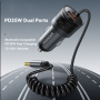 ESSAGER ES-CC20 Bluetooth FM transmitter autóba USB-C / USB-A portokkal és 3,5 mm jack kábellel - 35W - szürke