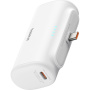 Baseus Kompakt power bank integrált USB-C csatlakozóval és USB-C porttal - 5 000 mAh - fehér