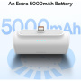 Baseus Kompakt powerbank beépített Lightning csatlakozóval és USB-C porttal - 5 000 mAh - fehér