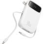 Baseus QPow2 powerbanka integrovanými USB-C kábelekkel és USB-C / USB-A portokkal - 10 000 mAh - fehér