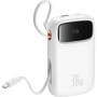 Baseus QPow2 powerbanka integrovanými USB-C kábelekkel és USB-C / USB-A portokkal - 10 000 mAh - fehér