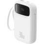Baseus QPow2 powerbanka integrovanými USB-C kábelekkel és USB-C / USB-A portokkal - 10 000 mAh - fehér