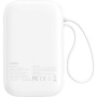 Baseus QPow2 powerbanka integrovanými USB-C kábelekkel és USB-C / USB-A portokkal - 10 000 mAh - fehér
