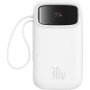 Baseus Qpow2 powerbanka s integrovanými kabely USB-C a porty USB-C / USB-A - 20 000 mAh - bílá
