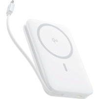 Baseus PicoGo Qi2 MagSafe vezeték nélküli power bank beépített USB-C kábellel és USB-C porttal - 10 000 mAh - fehér