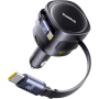 Baseus Enjoyment Max autós töltő szett USB-C / USB-A portokkal és kihúzható USB-C kábelekkel - 90W - 0,8 m - fekete