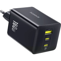 Baseus EnerFill FE11 gyorstöltő adapter 2x USB-C / USB-A porttal - 100W - fekete