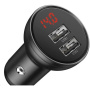 Baseus digitális kijelző autós töltő 2x USB-A porttal - 24W - sötétszürke